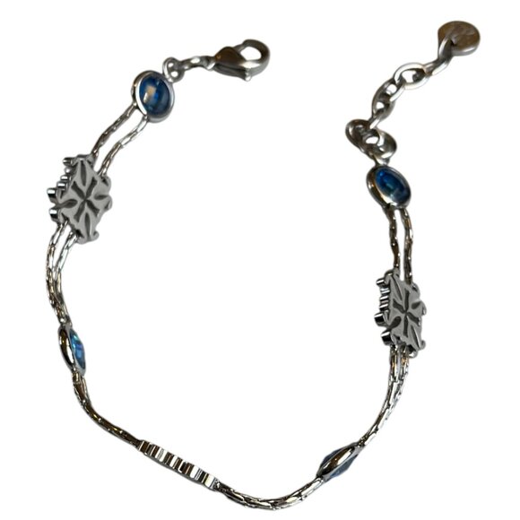 Rustic Cuff Silver Bracelet with Blue Gems - Picture 3 of 3